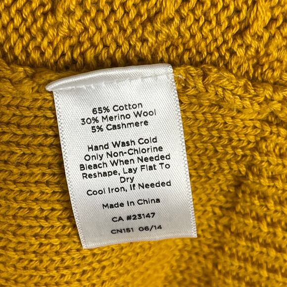 Talbots Wool Cashmere Mustard Yellow Full Zip Cable Knit Cardigan Women's 2X - Picture 5 of 9
